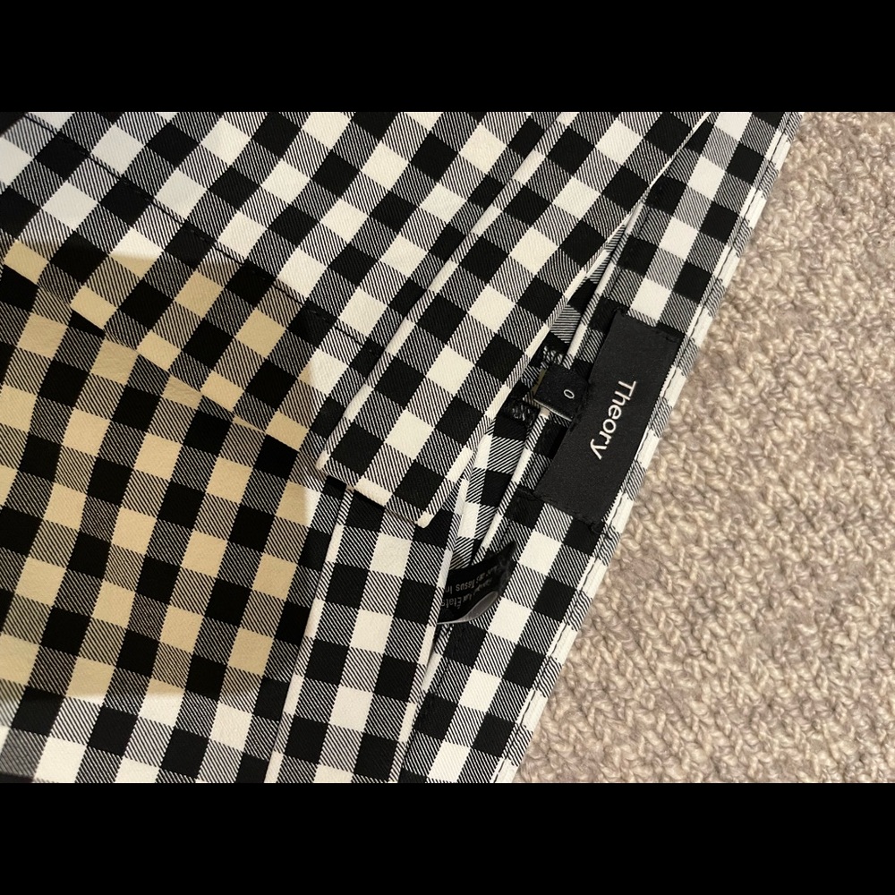 Theory black and white gingham pants